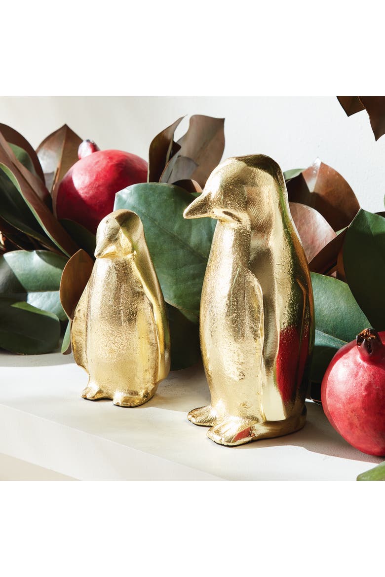 Penguin Pair - Gold Aluminum Sculptures - Set of 2, Alternate, color, Gold