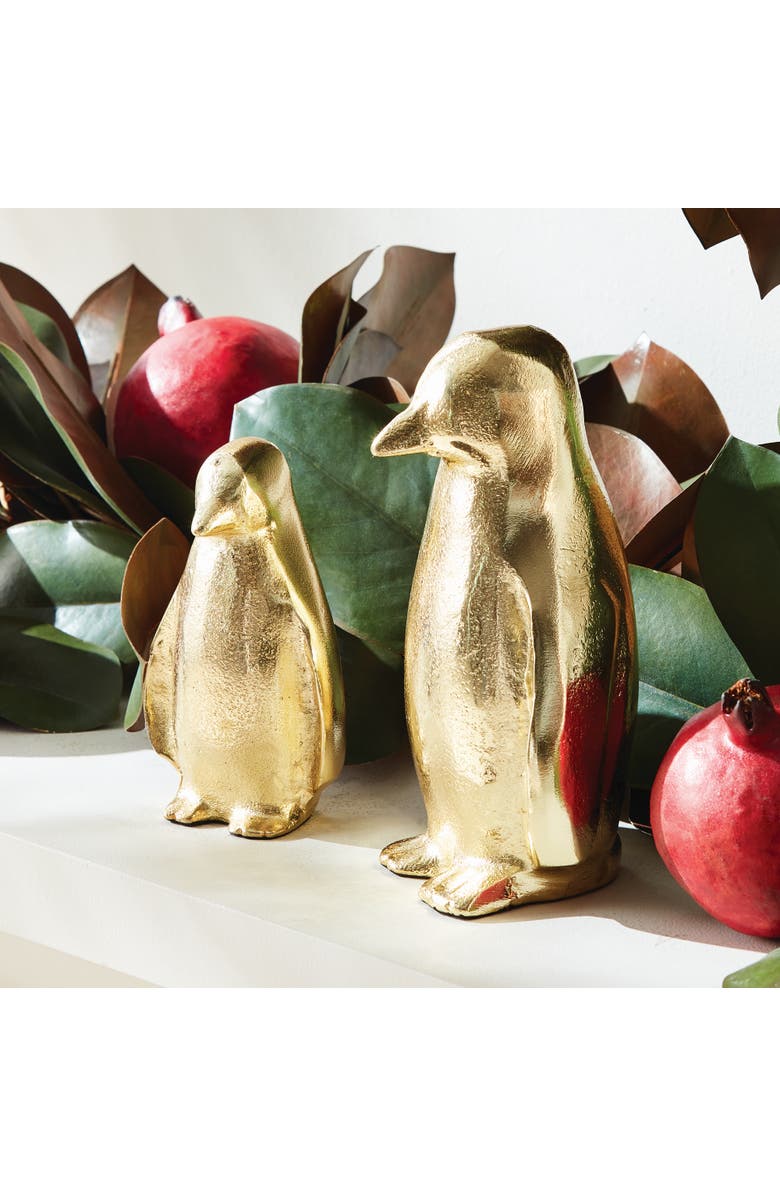 Napa Home & Garden Penguin Pair - Gold Aluminum Sculptures - Set of 2, Alternate, color, Gold