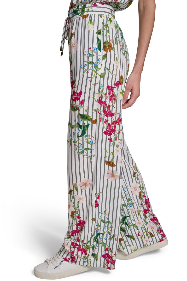 Stripe Flower Print Wide Leg Pants, Alternate, color, SOFT WHITE MIDNIGHT NAVY MULTI
