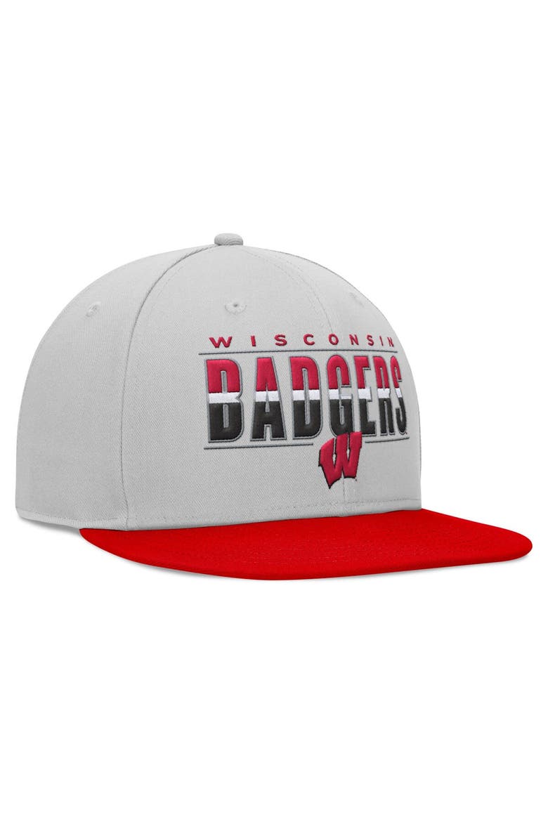 Men's Top of the World Gray Wisconsin Badgers Hudson Snapback Hat, Alternate, color, Gray