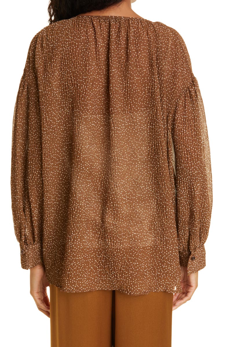 Vince Starry Dot Shirred Split Neck Blouse, Alternate, color,