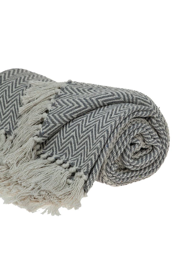 Isla Transitional Grey 52" x 67" Woven Handloom Throw Blanket, Alternate, color, GRAY