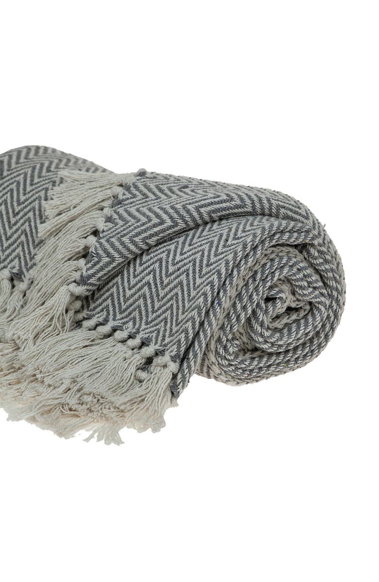 PARKLAND COLLECTION Isla Transitional Grey 52" x 67" Woven Handloom Throw Blanket, Alternate, color, Gray