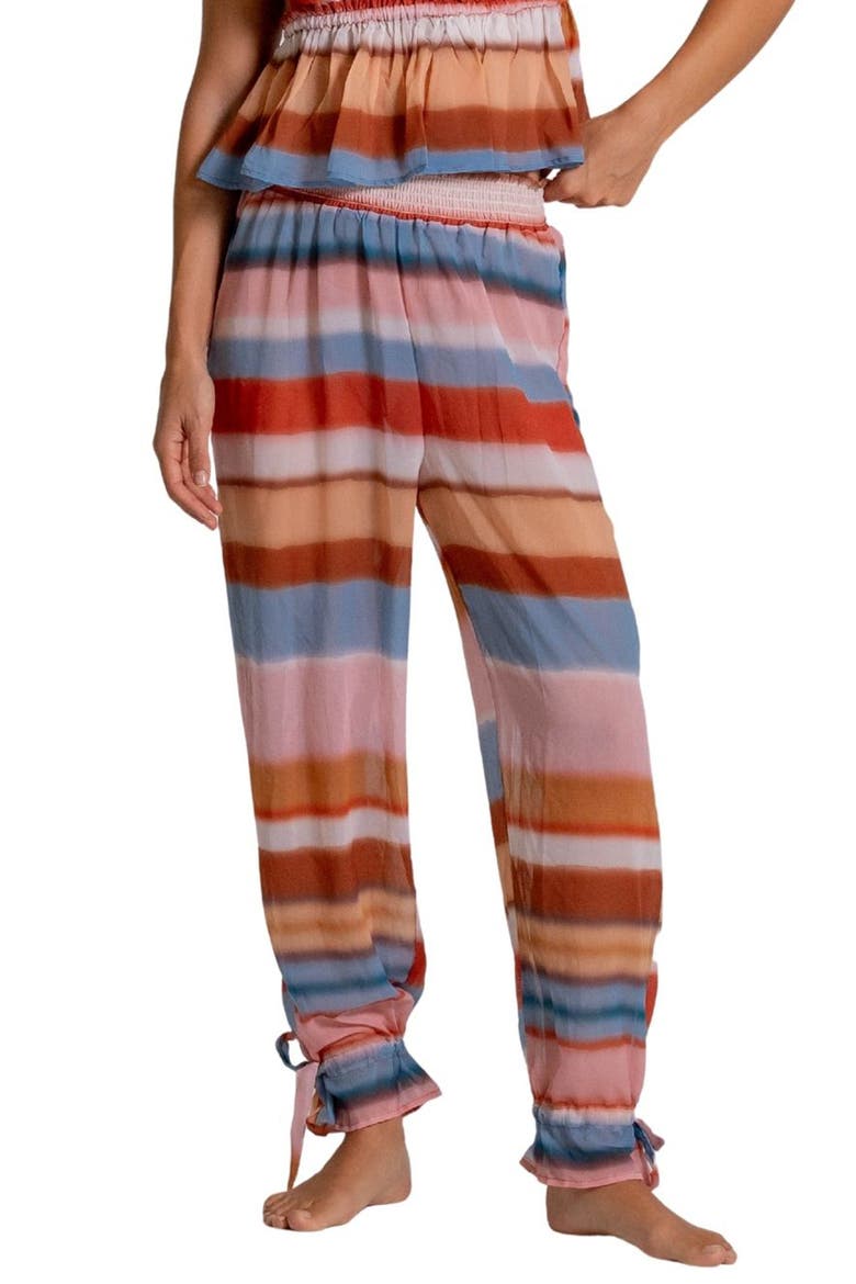 Stripe Balloon Cover-Up Beach Pants, Main, color, PINK MULTI