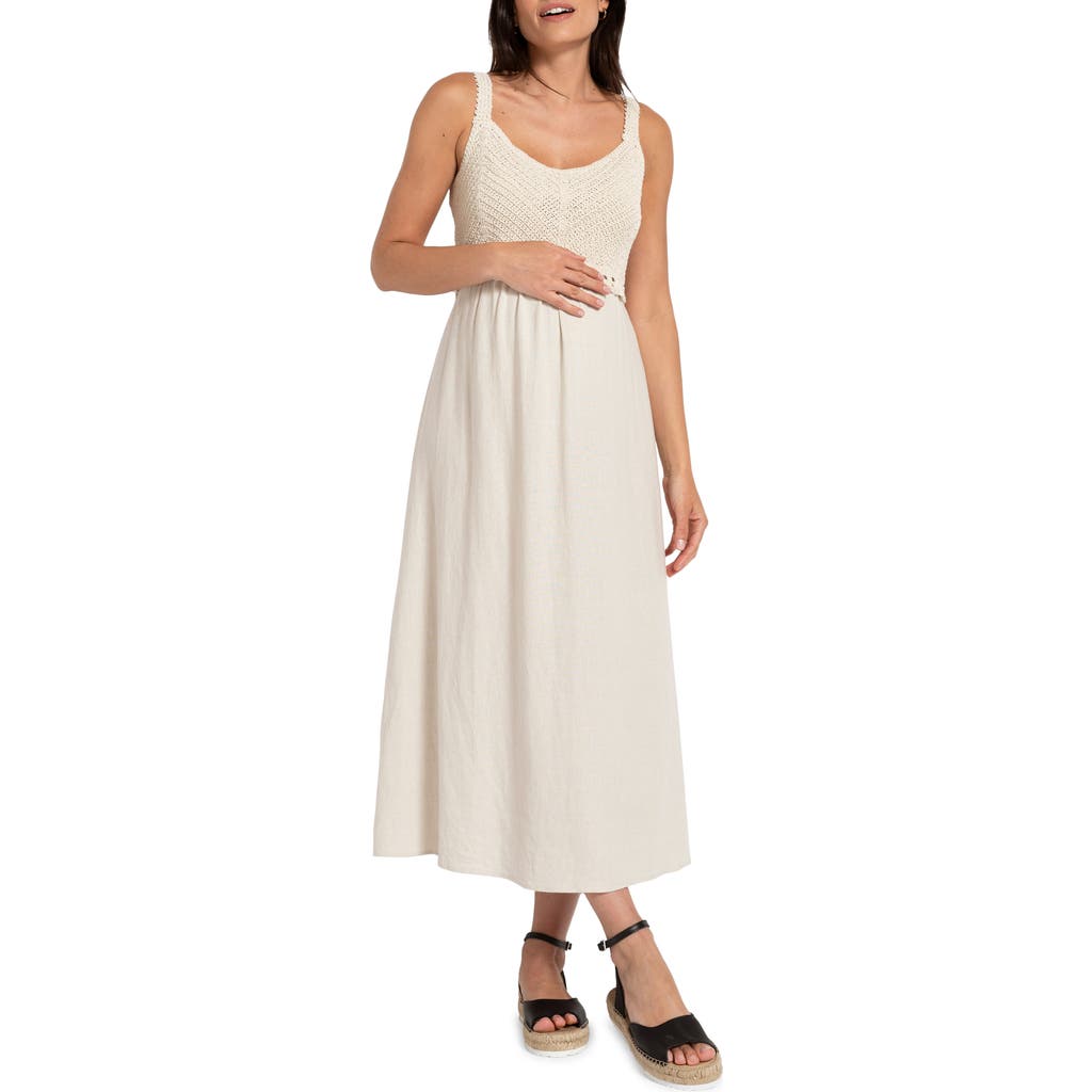 Shop Seraphine Sleeveless Knit & Jersey Maternity/nursing Dress In Ecru