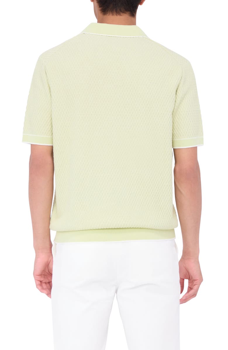 Bugatchi Tipped Johnny Collar Polo, Alternate, color, Pistachio