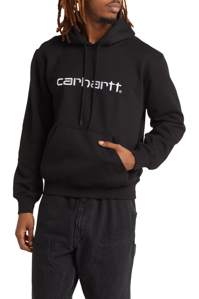 Logo Embroidered Hoodie, Main, color, BLACK / WHITE