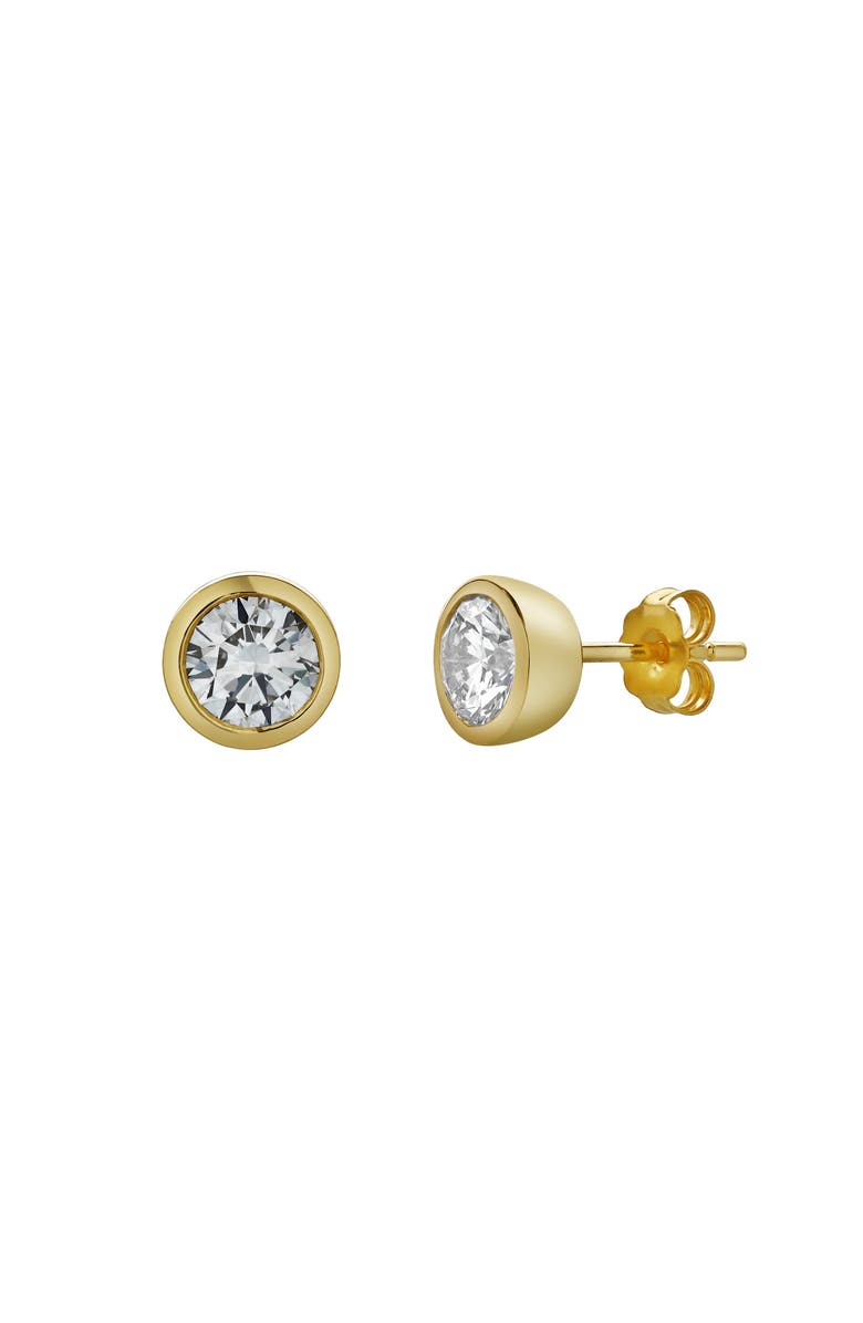 LuvMyJewelry Alisha 1.5 Ct TW Lab Grown Round Diamond Studs Bezel 14K Gold Earrings, Main, color, 14K Yellow Gold