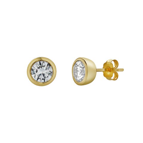Alisha 1.5 Ct TW Lab Grown Round Diamond Studs Bezel 14K Gold Earrings
