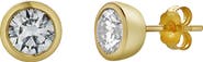 LuvMyJewelry Alisha 1.5 Ct TW Non Certified Lab Grown Round Diamond Studs Bezel 14K Gold Earrings