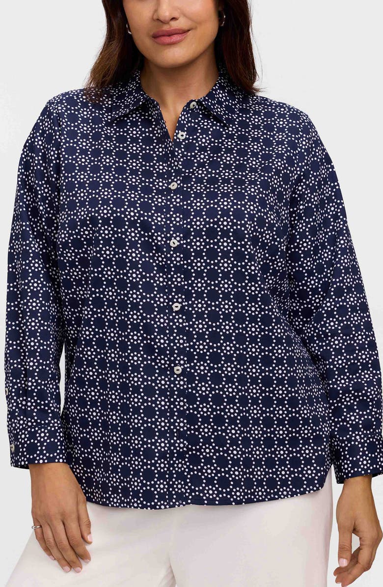 Foxcroft Hampton Geo Print Cotton Button-Up Shirt, Main, color,