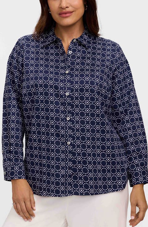 Hampton Geo Print Cotton Button-Up Shirt (Plus)
