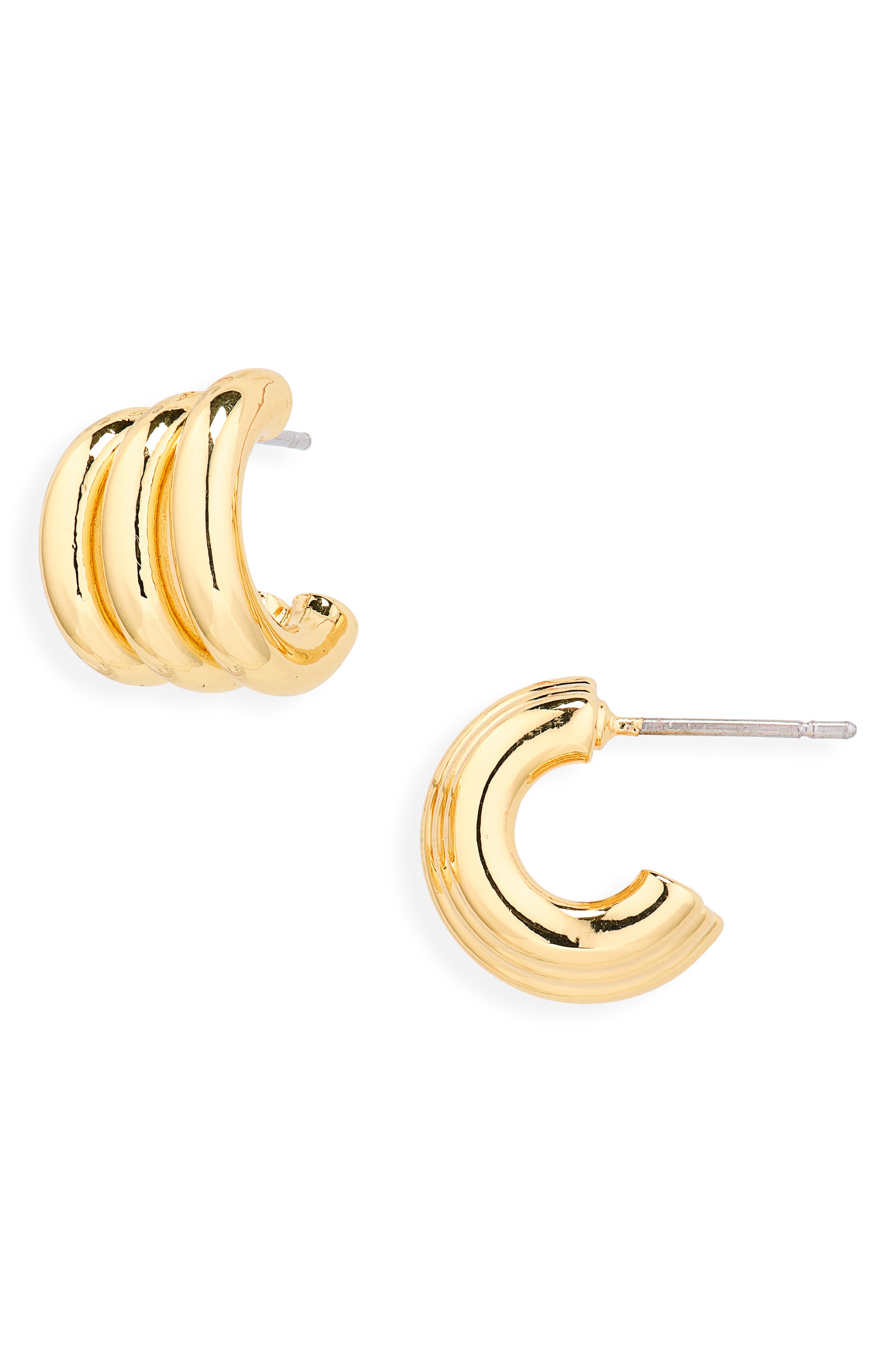 Demi-Fine Triple Row Huggie Hoop Earrings