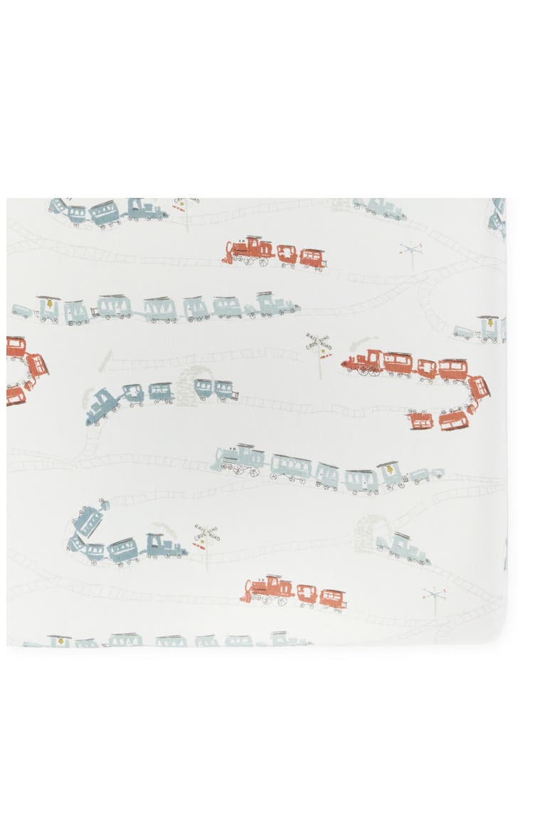Organic Cotton Crib Sheet, Alternate, color, LOCOMOTIVE