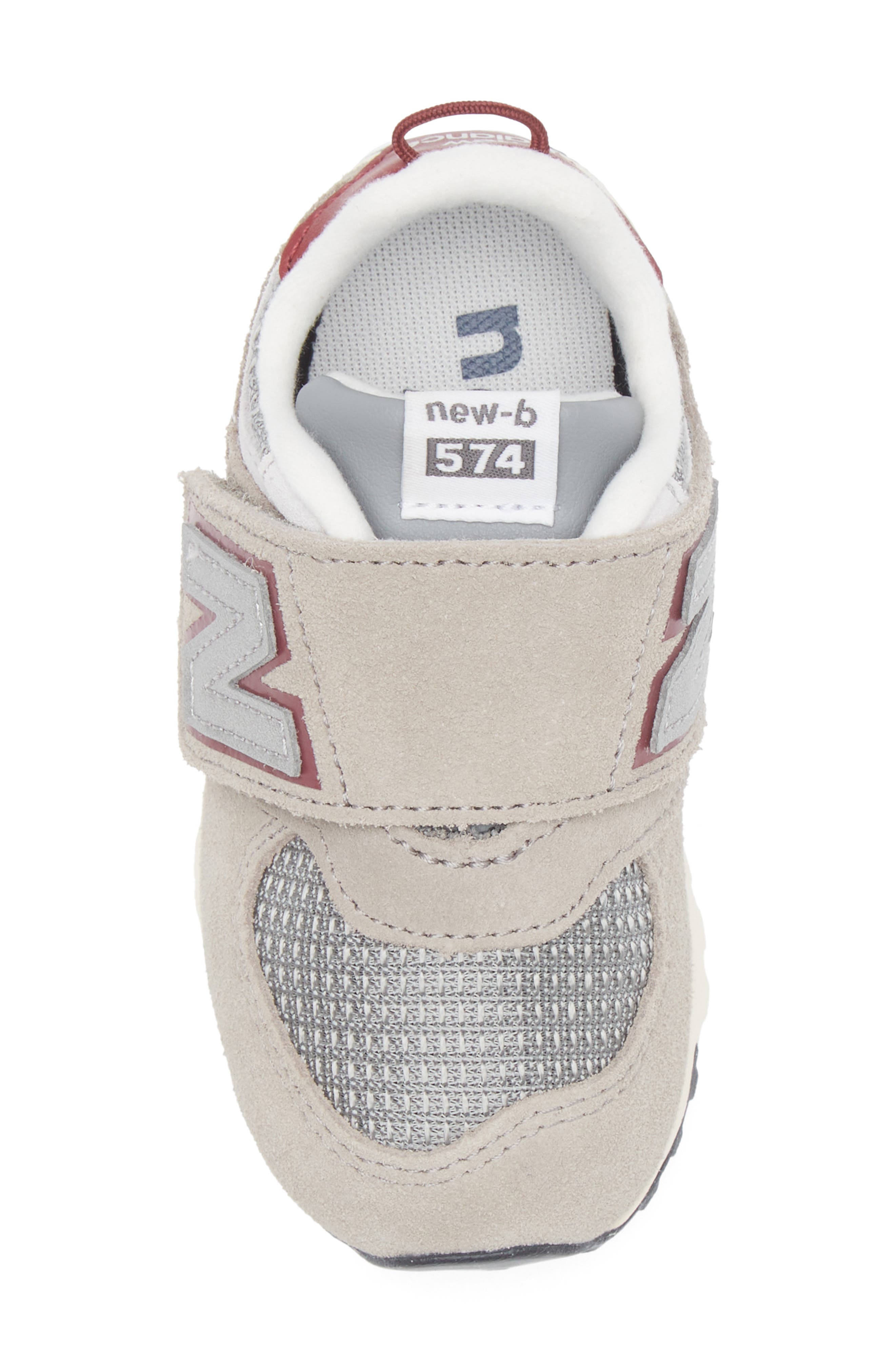 New Balance Kids' 574 New B Sneaker, Alternate, color, Arid Stone/ Monarch Burgundy