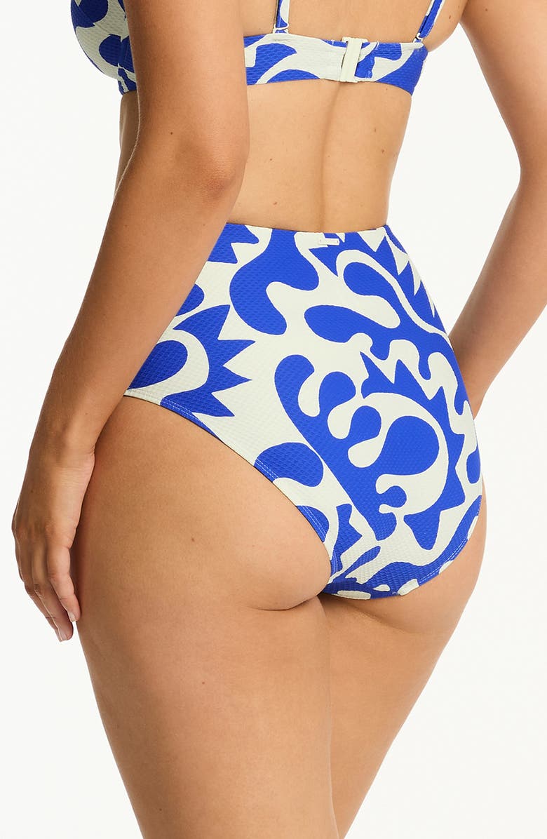 Sea Level Seascape Panelled High Waist Bikini Bottoms, Alternate, color, 