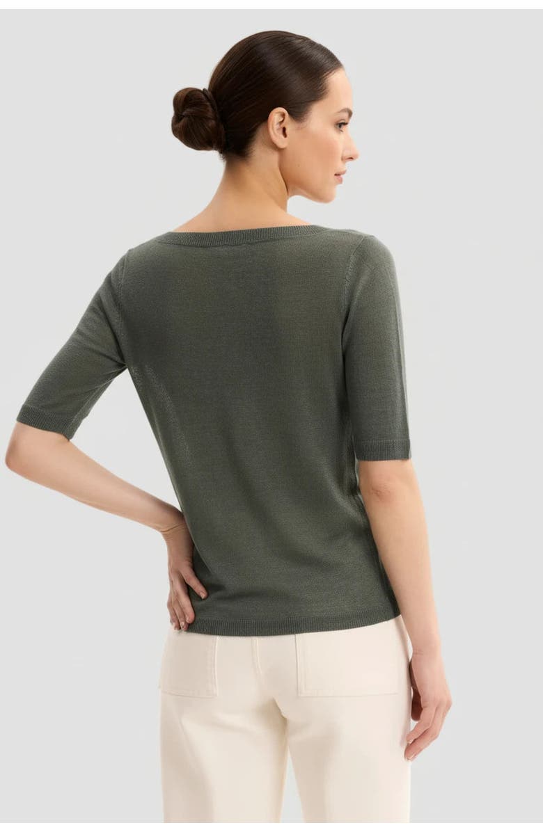 Majestic Filatures Stretch Linen Knit Three Quarter Sleeve Boatneck Shirt, Alternate, color, Agave