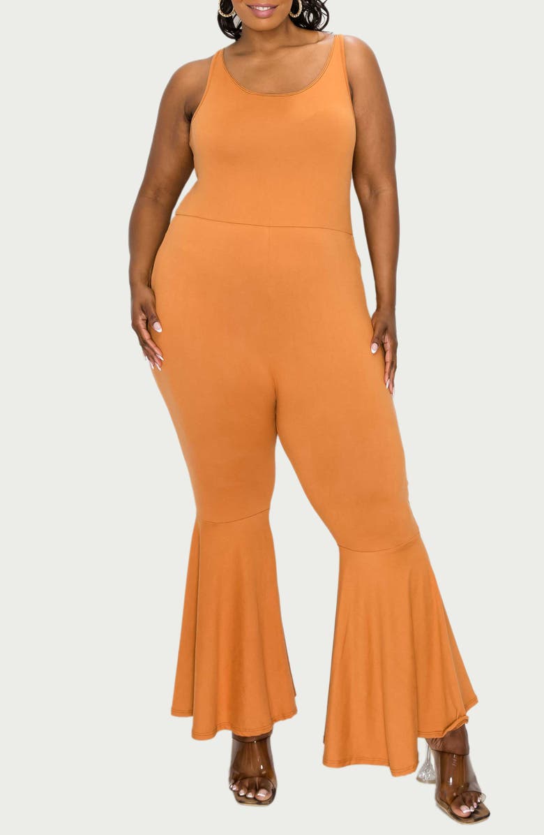 L I V D Jalda Stretch Flare Tank Jumpsuit, Alternate, color, Clay