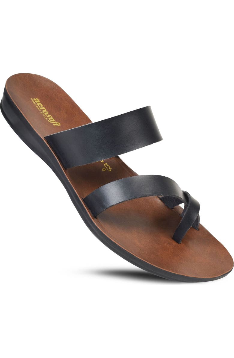 AEROSOFT Verona Travel Sandal, Main, color, Black