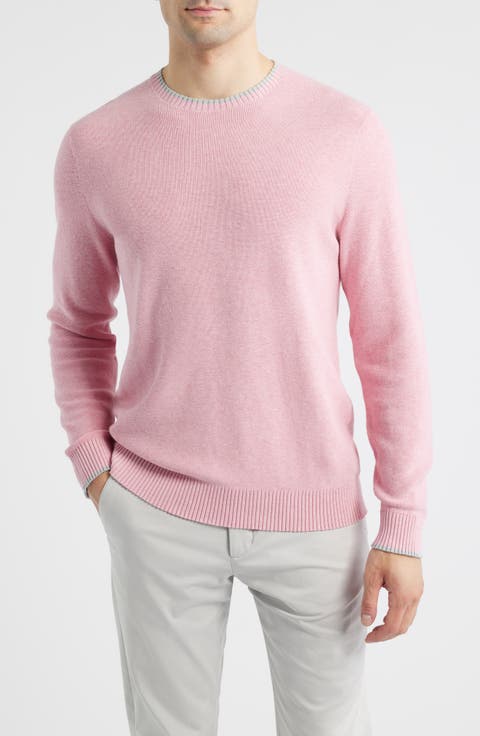 Hatched Cotton 
Silk Blend Crewneck Sweater