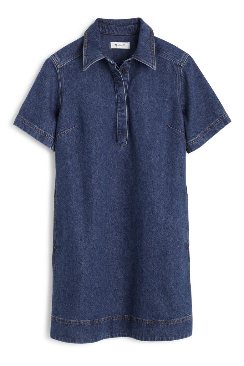 Airy Denim Polo Minidress, Alternate, color, CHELSEA BLUE WASH