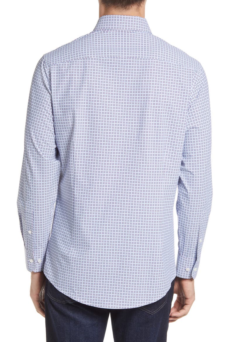 Monaco Neat Performance Button-Up Shirt, Alternate, color, BLUE RED GEO PINT