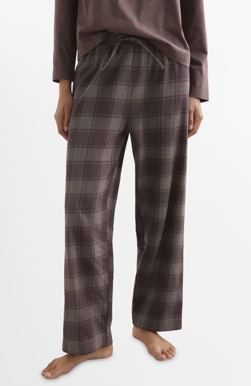 Mango Check Cotton Flannel Pajamas In Blue