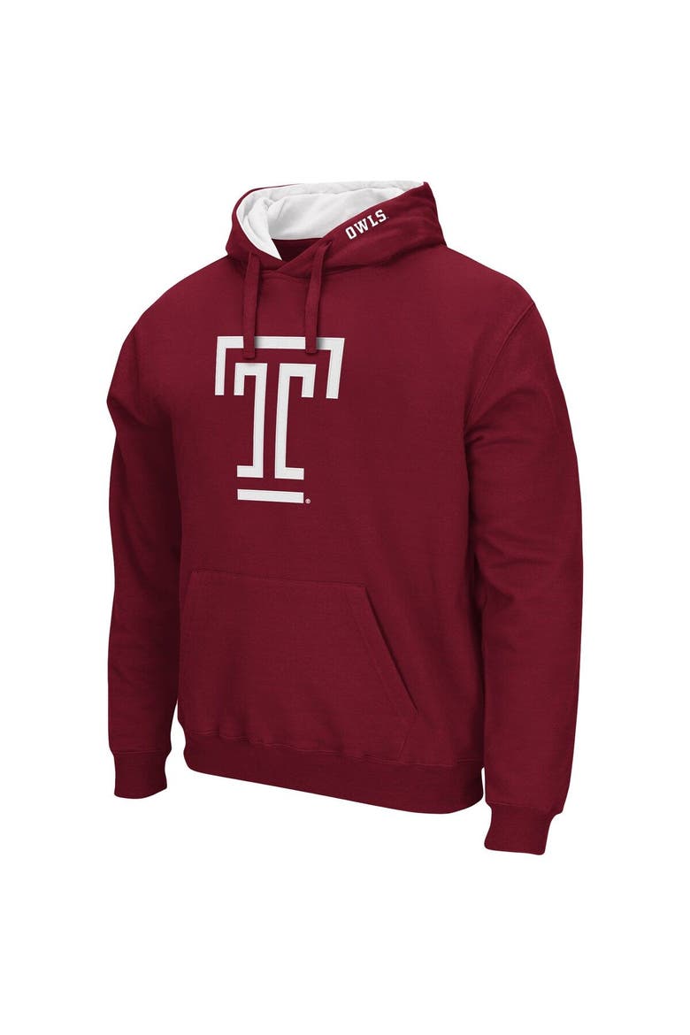 Men's Colosseum Cherry Temple Owls Arch and Logo Pullover Hoodie, Alternate, color, Garnet