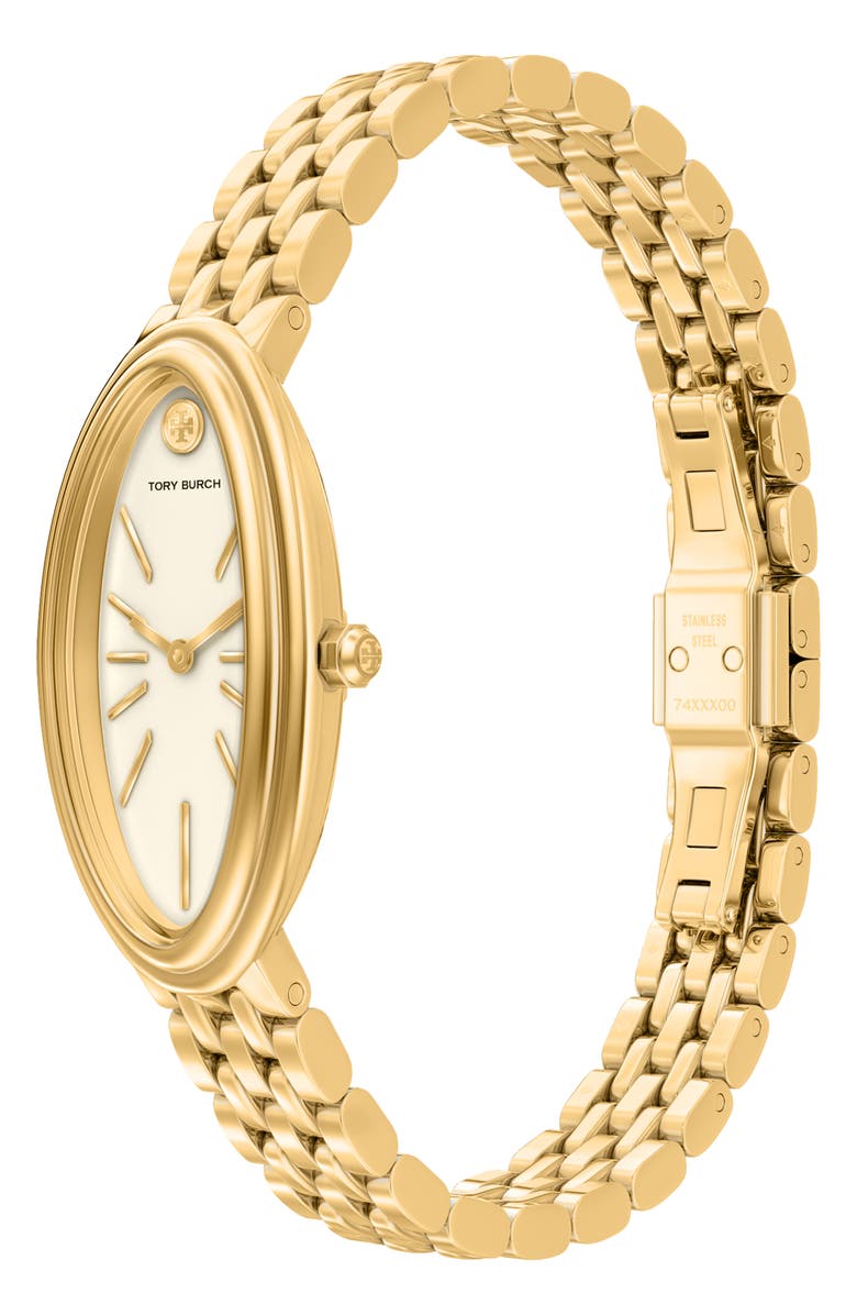 Tory Burch The Oval Elongated Bracelet Watch, 22mm x 38mm, Alternate, color, Gold