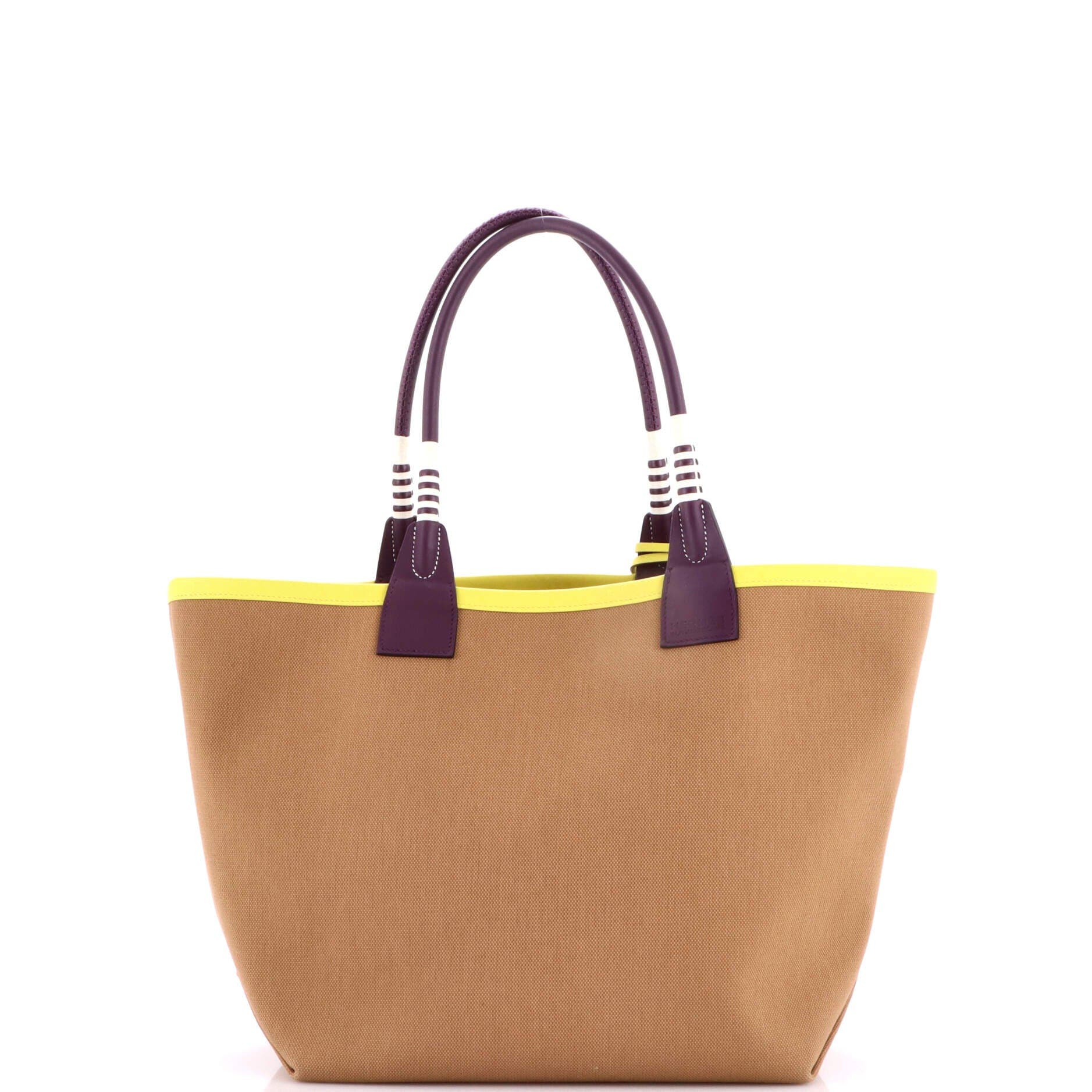 Pre-Owned Hermes Sac Steeple Tote Toile with Leather 28, Alternate, color, Chai