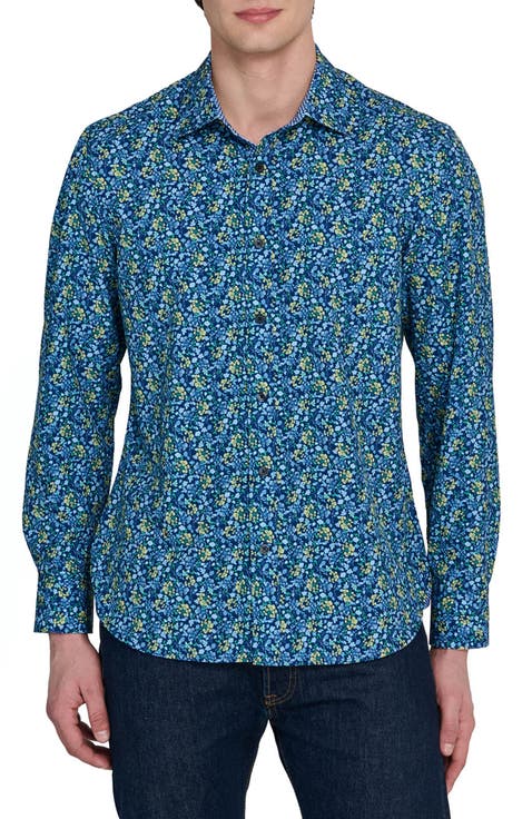 Slim Fit Budding Floral Performance Long Sleeve Shirt