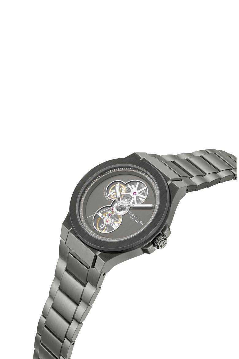 Grove Open Heart Automatic Watch, 43mm, Alternate, color, DARK GRAY / GUN