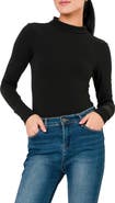 GIBSONLOOK Mock Neck Long Sleeve Thong Bodysuit