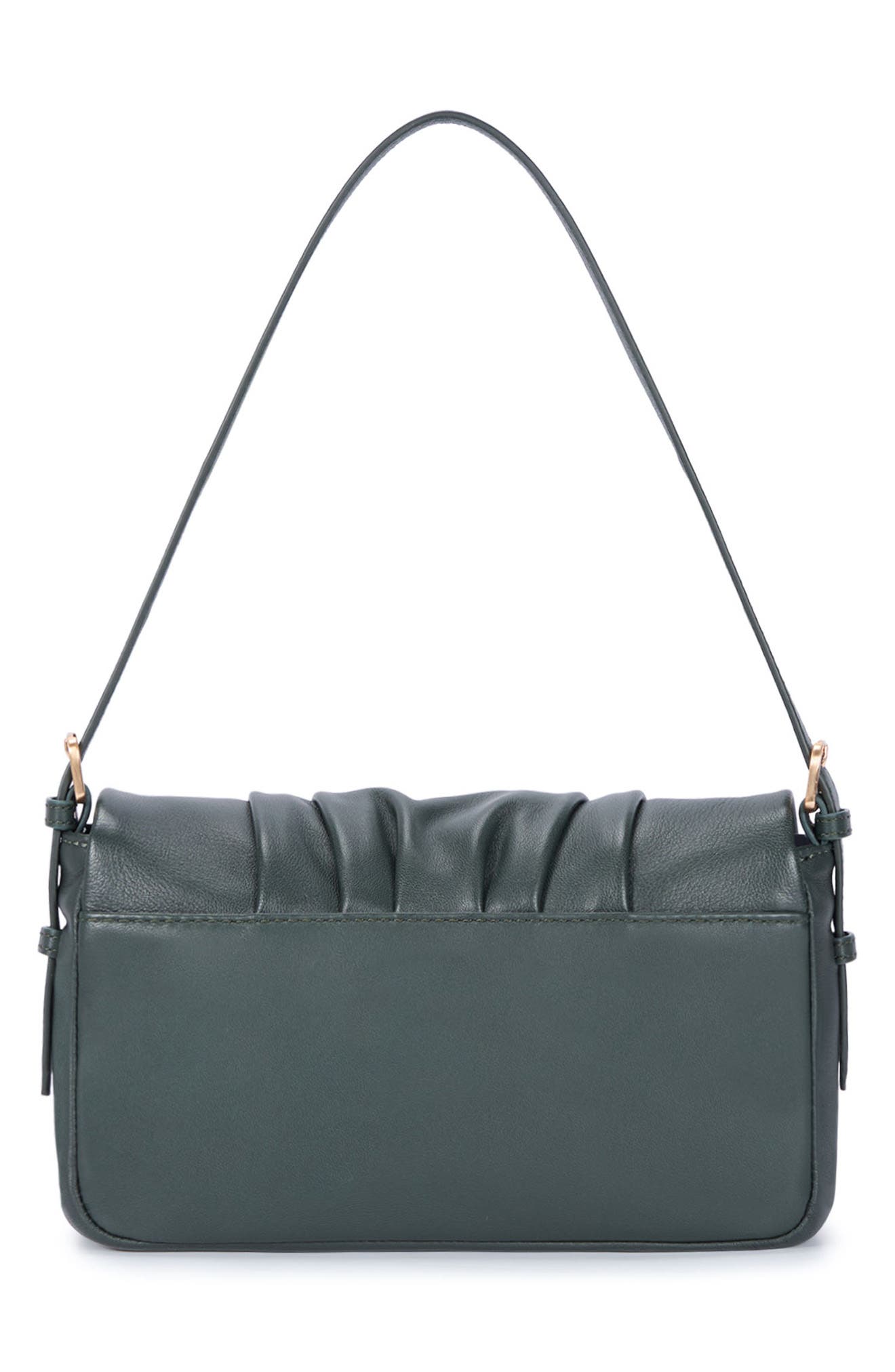 Oryany Bell Pleated Leather Shoulder Bag, Alternate, color, Deep Green