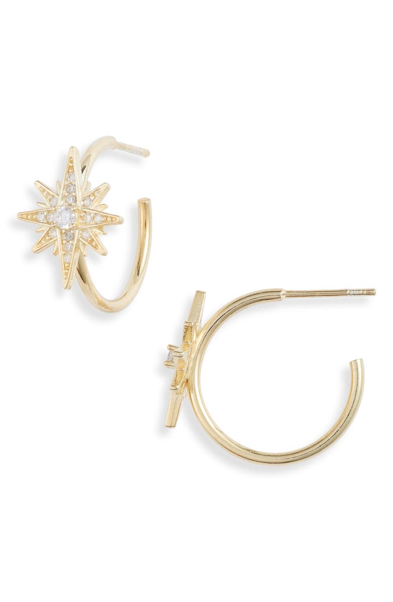 BY ADINA EDEN Adina's Jewels Starburst Hoop Earrings, Main, color,