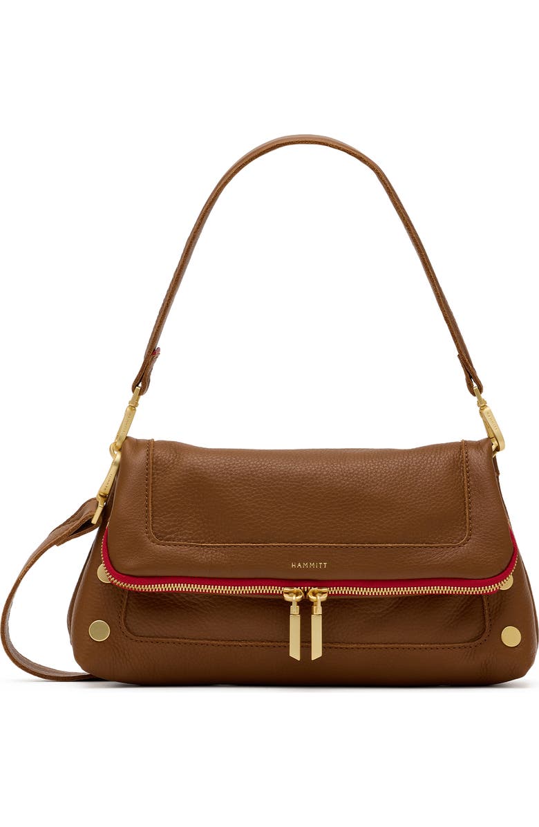 HAMMITT Medium Beverly Leather Shoulder Bag, Main, color, Mahogany Pebble