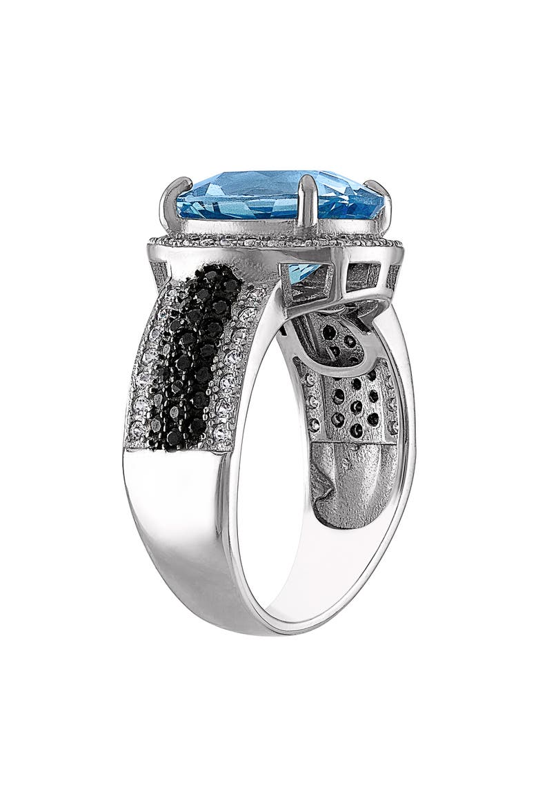 Sterling Silver Swiss Blue Topaz And Black Spinel Ring, Alternate, color, SILVER/ BLUE