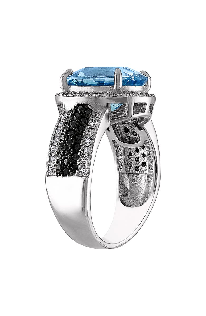 FZN Sterling Silver Swiss Blue Topaz And Black Spinel Ring, Alternate, color, Silver/ Blue