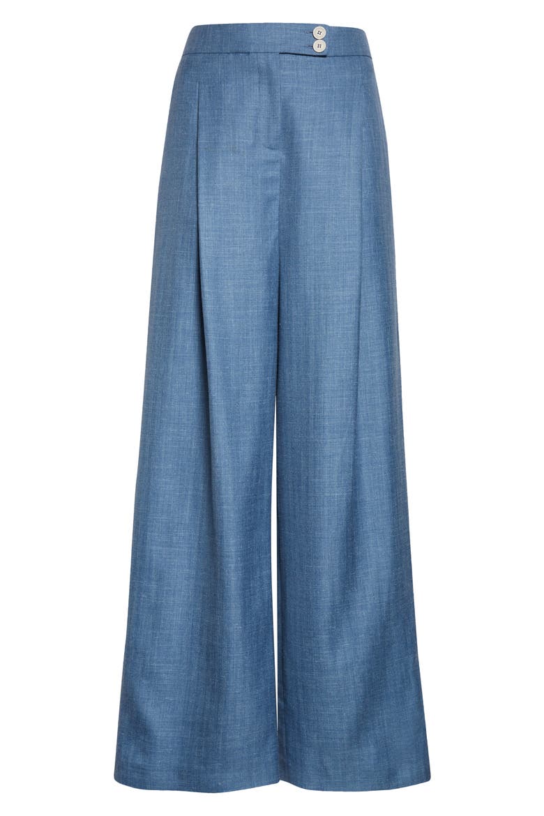 Wool, Silk & Linen Straight Leg Pants, Alternate, color, 130 SKY BLUE