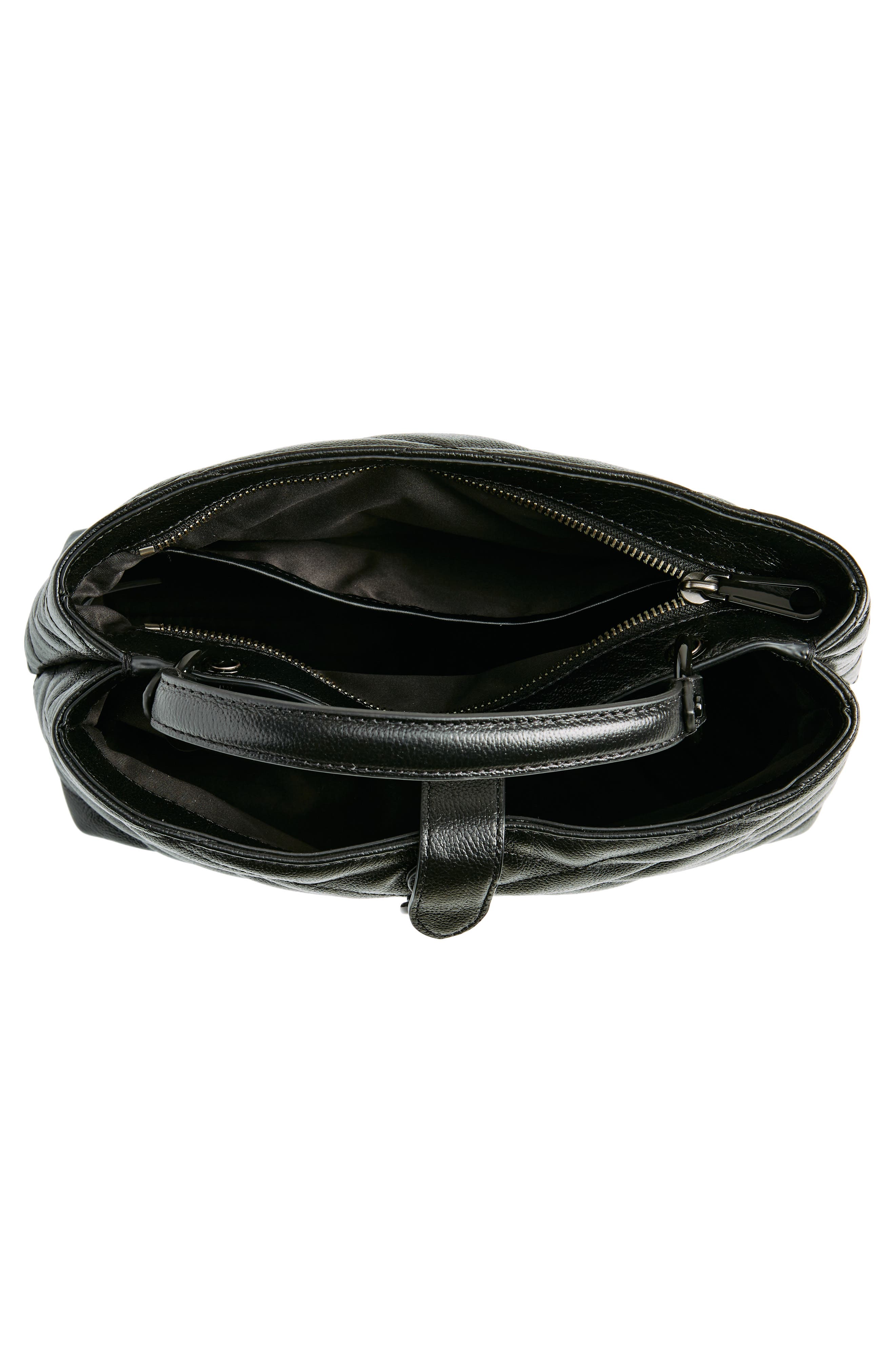 Rebecca Minkoff Edie Quilted Leather Top Handle Satchel, Alternate, color, Black