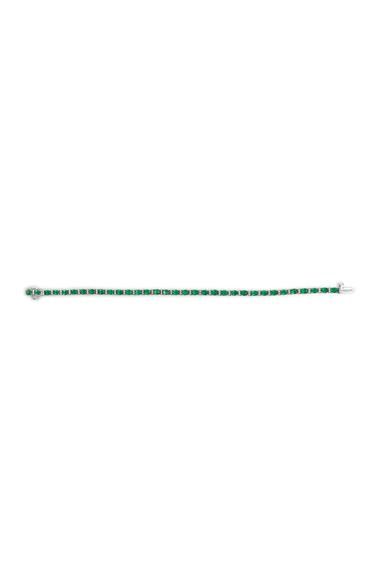 Haus of Brilliance 14K White Gold Alternating Oval Green Emerald and Diamond Tennis Bracelet, Alternate, color, White Gold