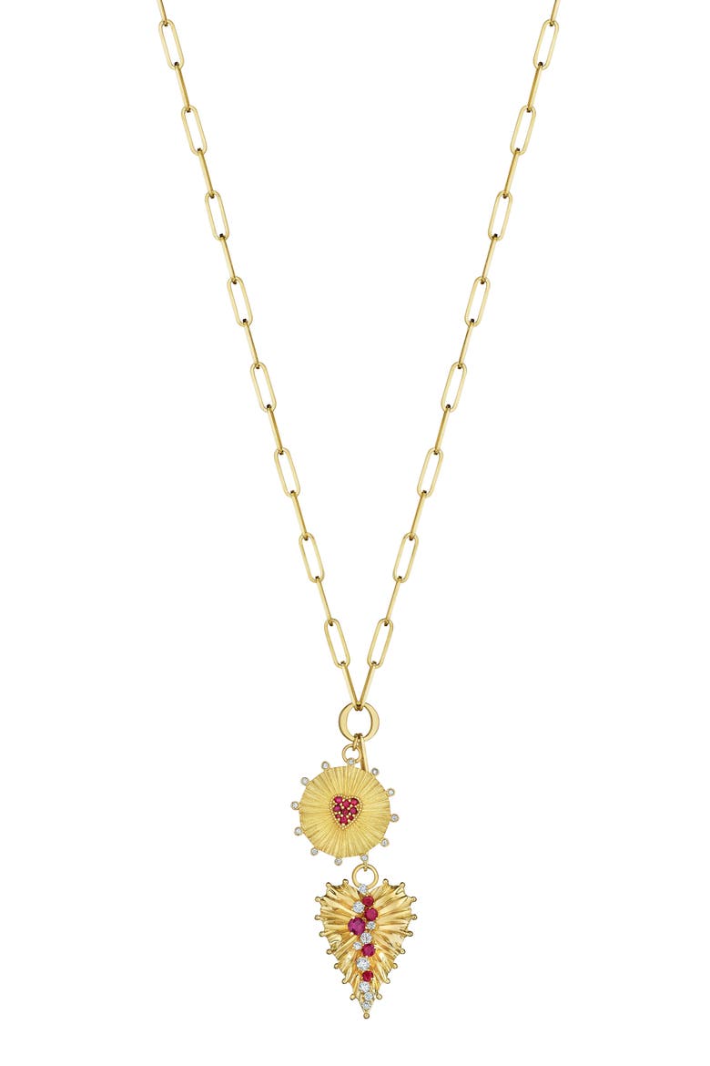 Penka Ruby & Diamond Pendant Necklace, Main, color, YELLOW GOLD