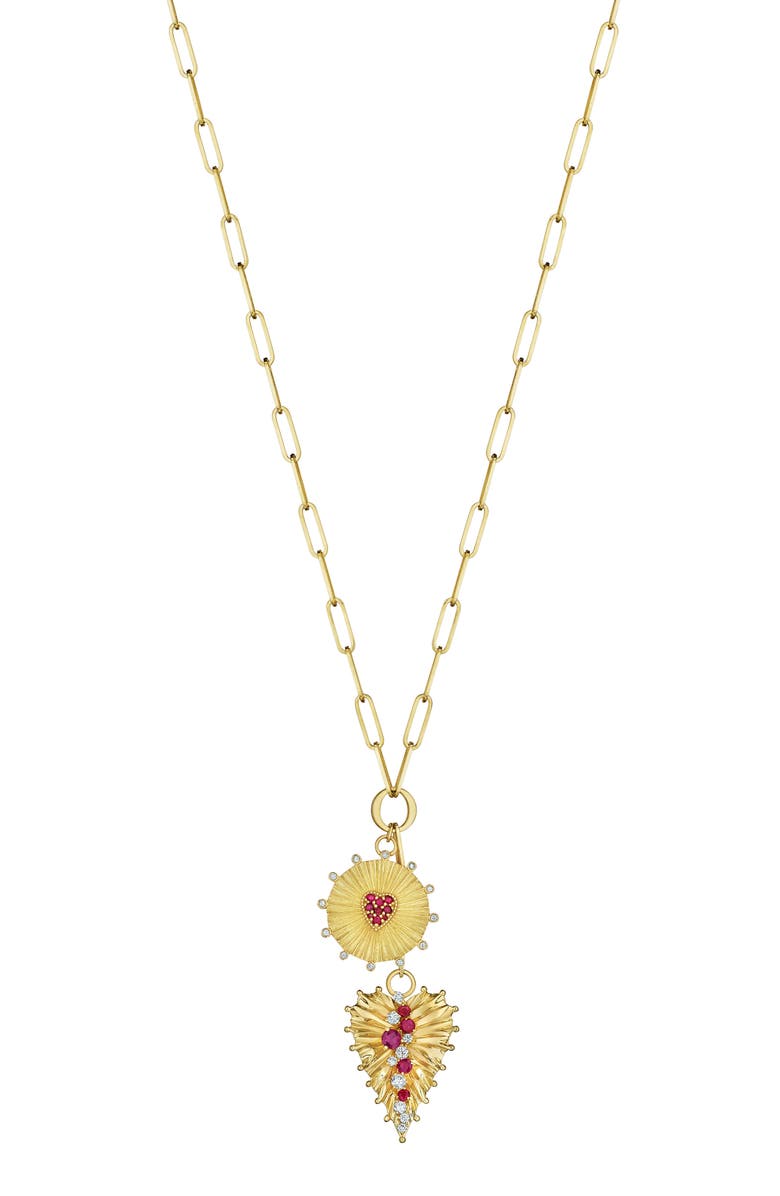 Hueb Penka Ruby & Diamond Pendant Necklace, Main, color, Yellow Gold