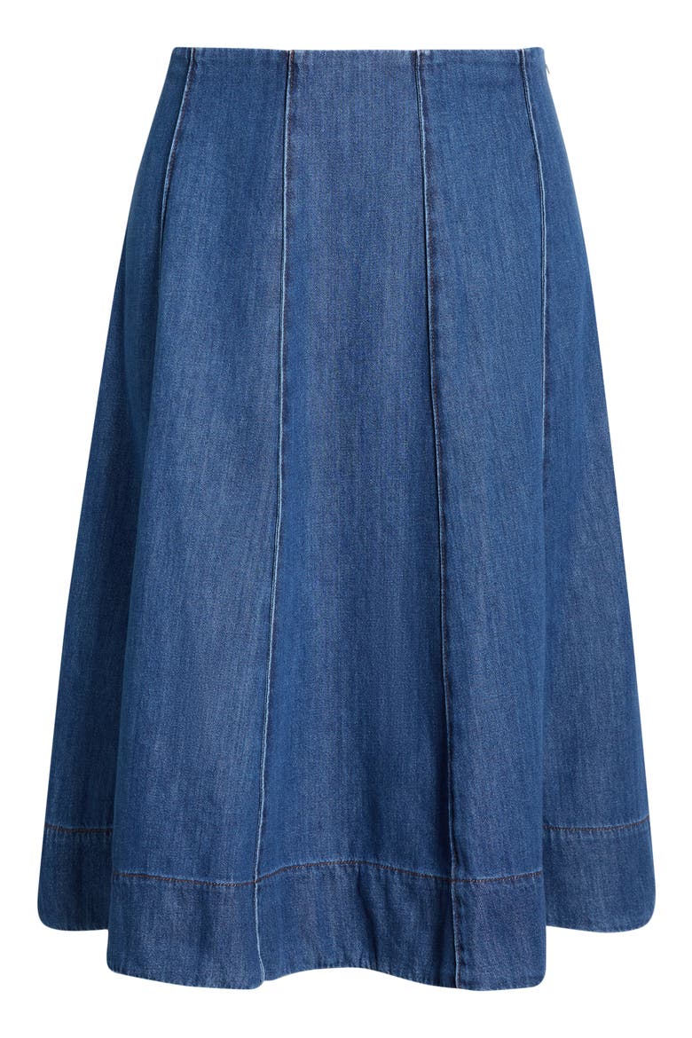 A-Line Chambray Midi Skirt, Alternate, color, DARK WASH