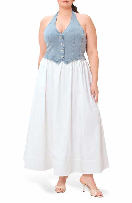 FREEMARKET Halter Vest Mixed Media Maxi Dress