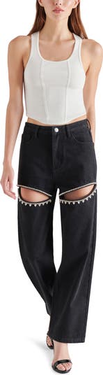 Taylor High Waist Rhinestone Cutout Detail Jeans