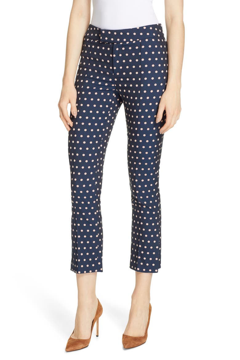 Stovepipe Polka Dot Jacquard Pants, Main, color, NAVY/ BLUSH POLKA DOT