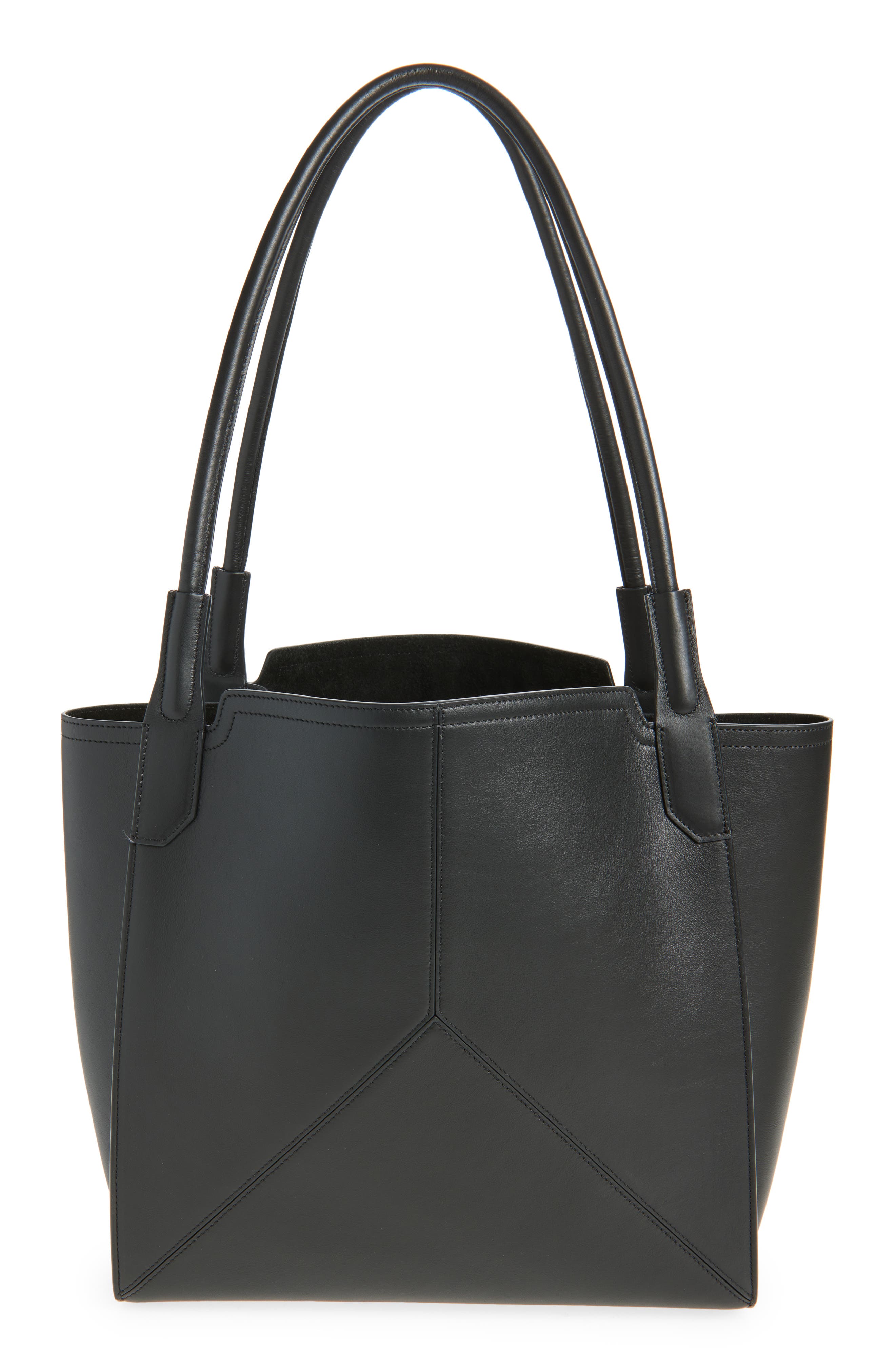 Victoria Beckham Small Victoria Leather Tote, Alternate, color, Black