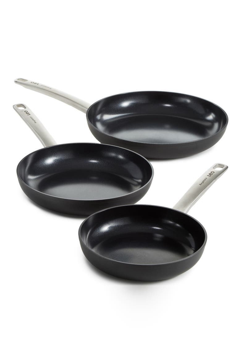 Set of 3 Graphite Non-Stick Frying Pan Set, Alternate, color, BLACK