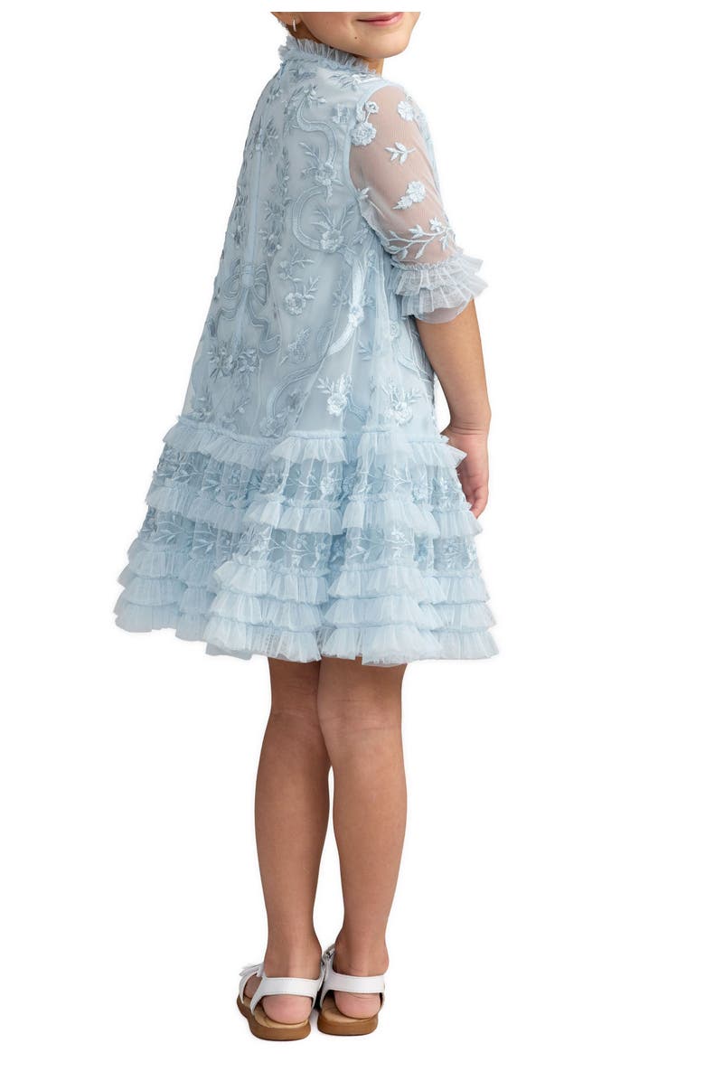 Mac Duggal Girls Micro Ruffle Embroidered Mini Dress, Alternate, color, Powder Blue